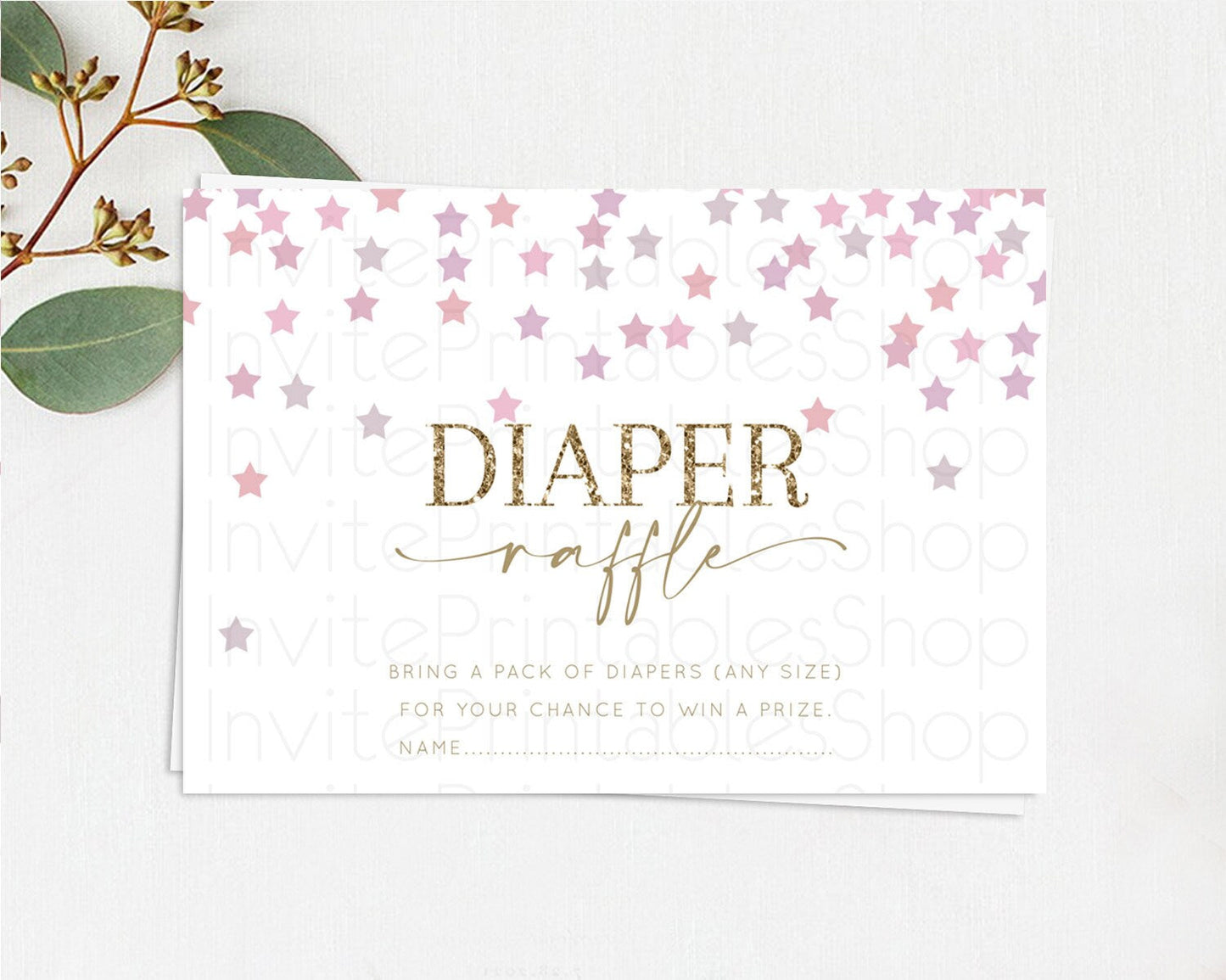 Pastel Star Diaper Raffle Card Shooting Star Diaper Raffle Insert Twinkle Little Star Diaper Ticket Rainbow Confetti Raffle Game D10344