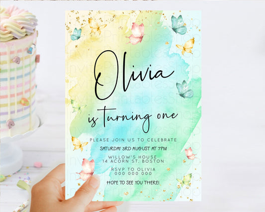 Editable Pastel Butterfly Birthday Invitation Butterfly Birthday Invitation