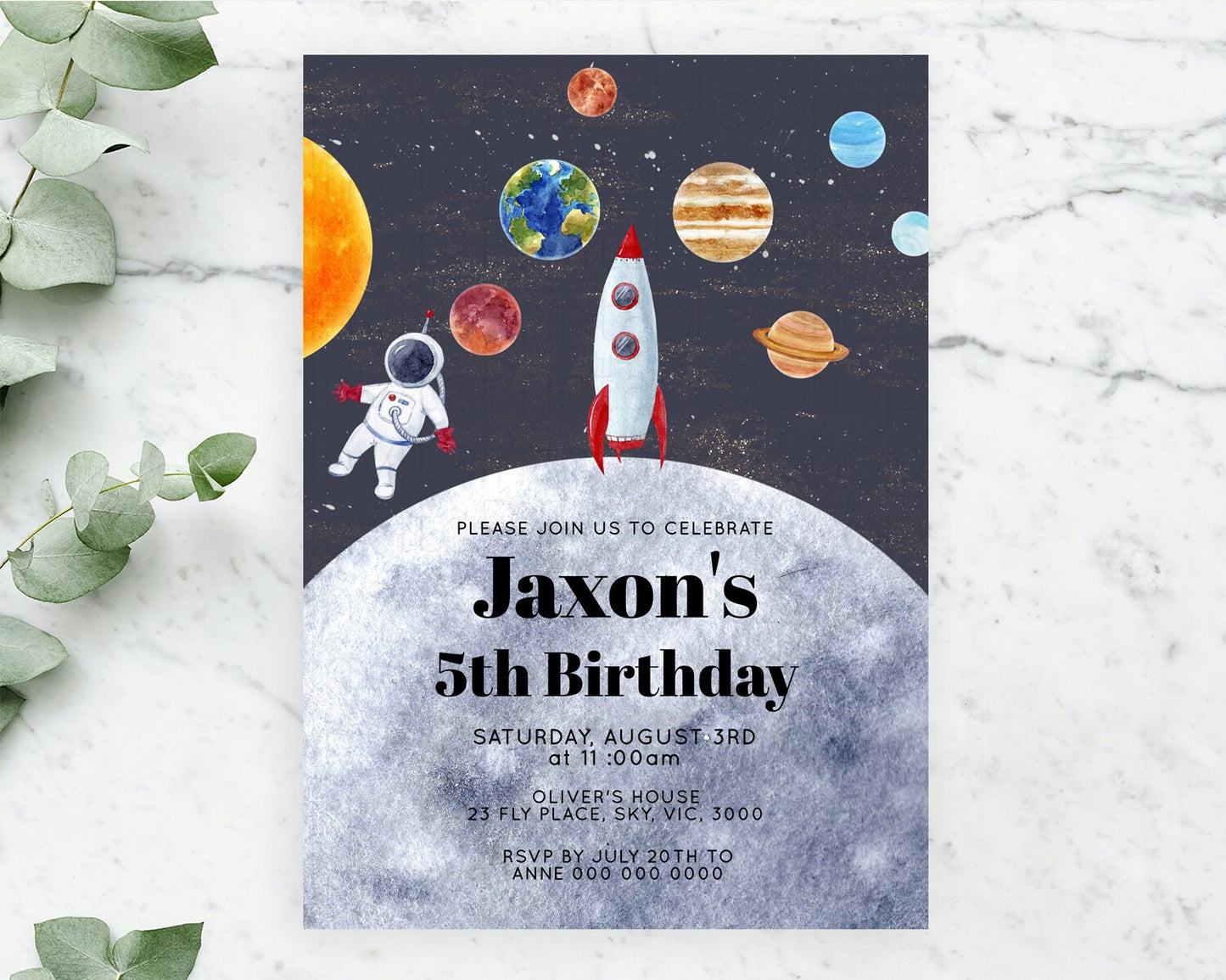 Space Birthday Invitation Space 1st Birthday Invites First Trip Around the Sun Invite Sky Stars Planets Milkyway Solar System Invite D10430