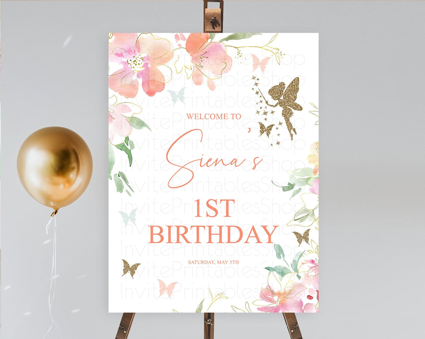 Fairy Welcome Sign Fairy Welcome Board Enchanted Garden Pastel Floral Butterfly Decor Secret Garden First Birthday Welcome Sign D10934