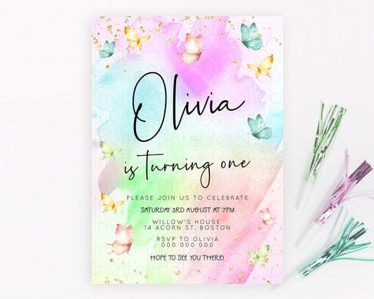 Editable Pastel Butterfly Birthday Invitation Butterfly Birthday Invitation