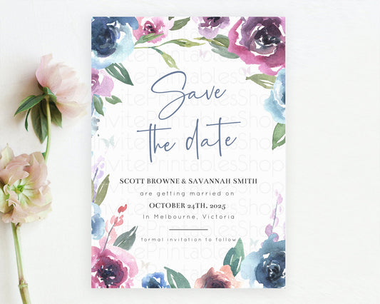 Wildflower Save The Date Template Secret Garden Save The Date Pastel Floral Garden Party Boho Flowers Birthday Baby Shower Wedding D10780