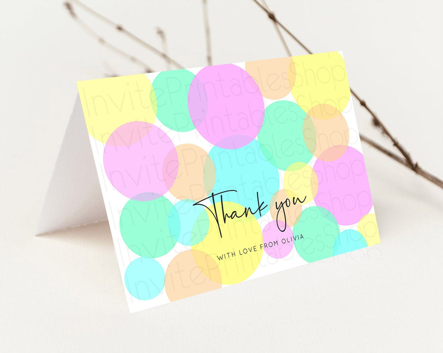 Rainbow Thank You Pastel Thank You Card Pastel Rainbow Birthday Thank You Confetti Colorful Pastel Cards Teacher Thank You Cards D10409