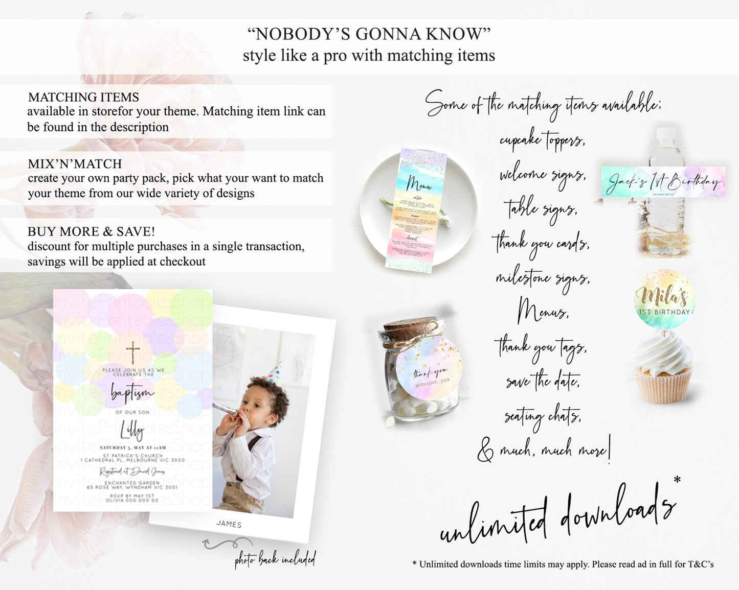 Pastel Baptism Invitation Pastel Confetti Baptism 1st Birthday Invitation Colorful Rainbow Confetti Bubbles Christening Invitation  D10229