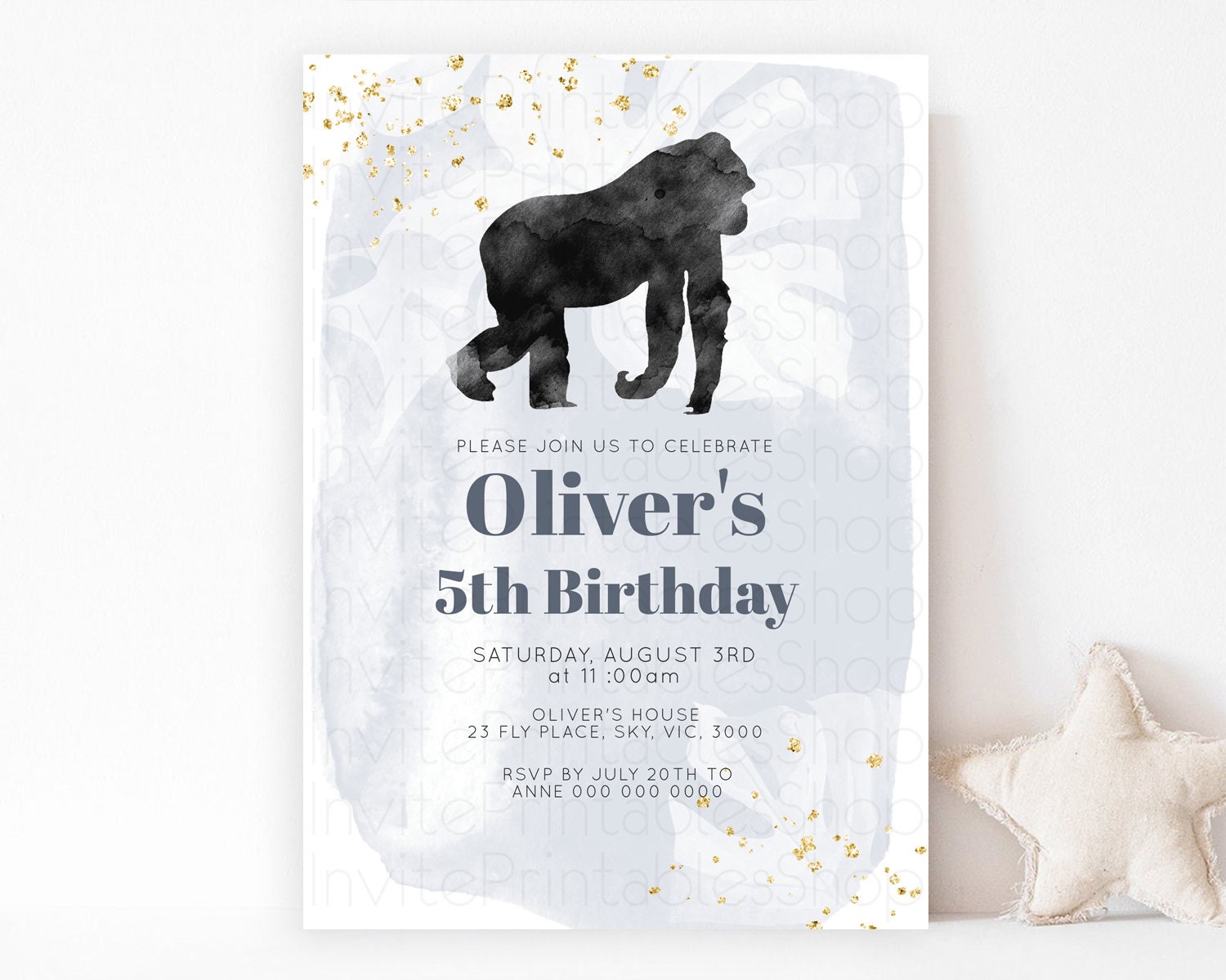 Editable Gorilla Birthday Invitation Gorilla Invitation Gorilla Birthday Jun