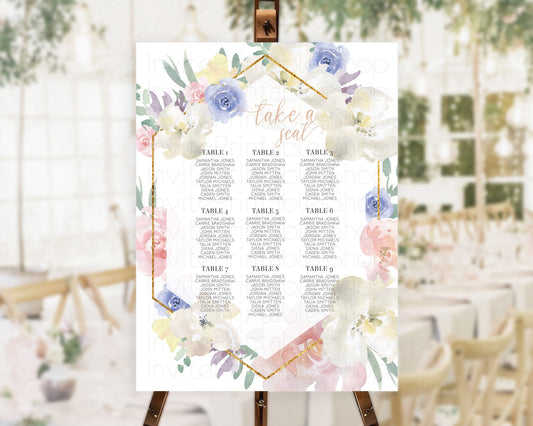 Editable Secret Garden Seating Chart Wildflower Seating Chart Pastel Flowers