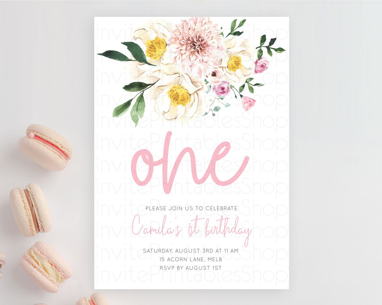 Secret Garden Invitation Wildflower Birthday Invitation Pastel Flowers Invite Enchanted Garden Boho Floral 3rd 2nd First Birthday D11040