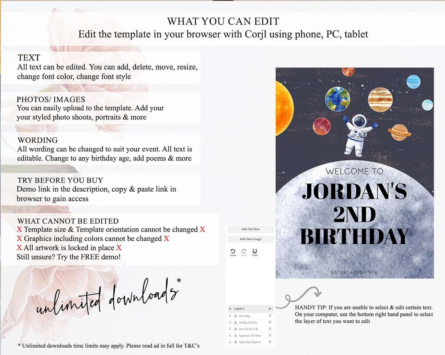 Space Birthday Welcome Sign Space Welcome Board First Trip Around the Sun Welcome Poster Planets Solar System ONE year Birthday Sign D10430