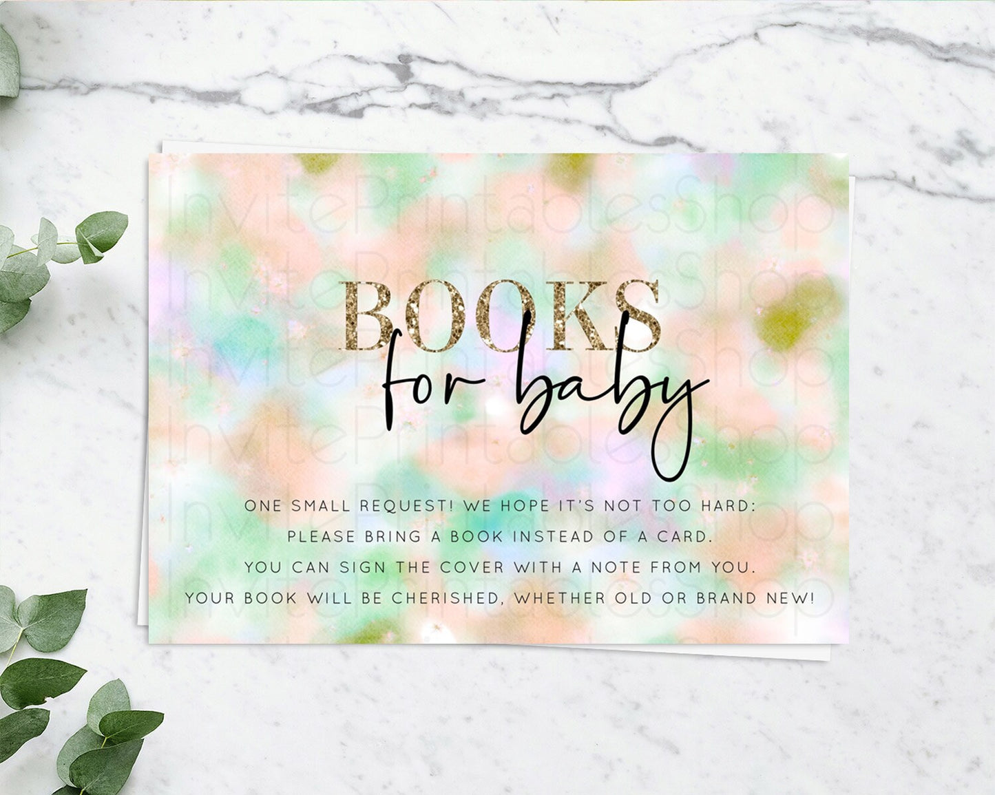 Pastel Books For Baby Card Pastel Rainbow Book Insert Colorful Ombre Watercolor Book Card Confetti Glitter Baby Book Poem Request D10693