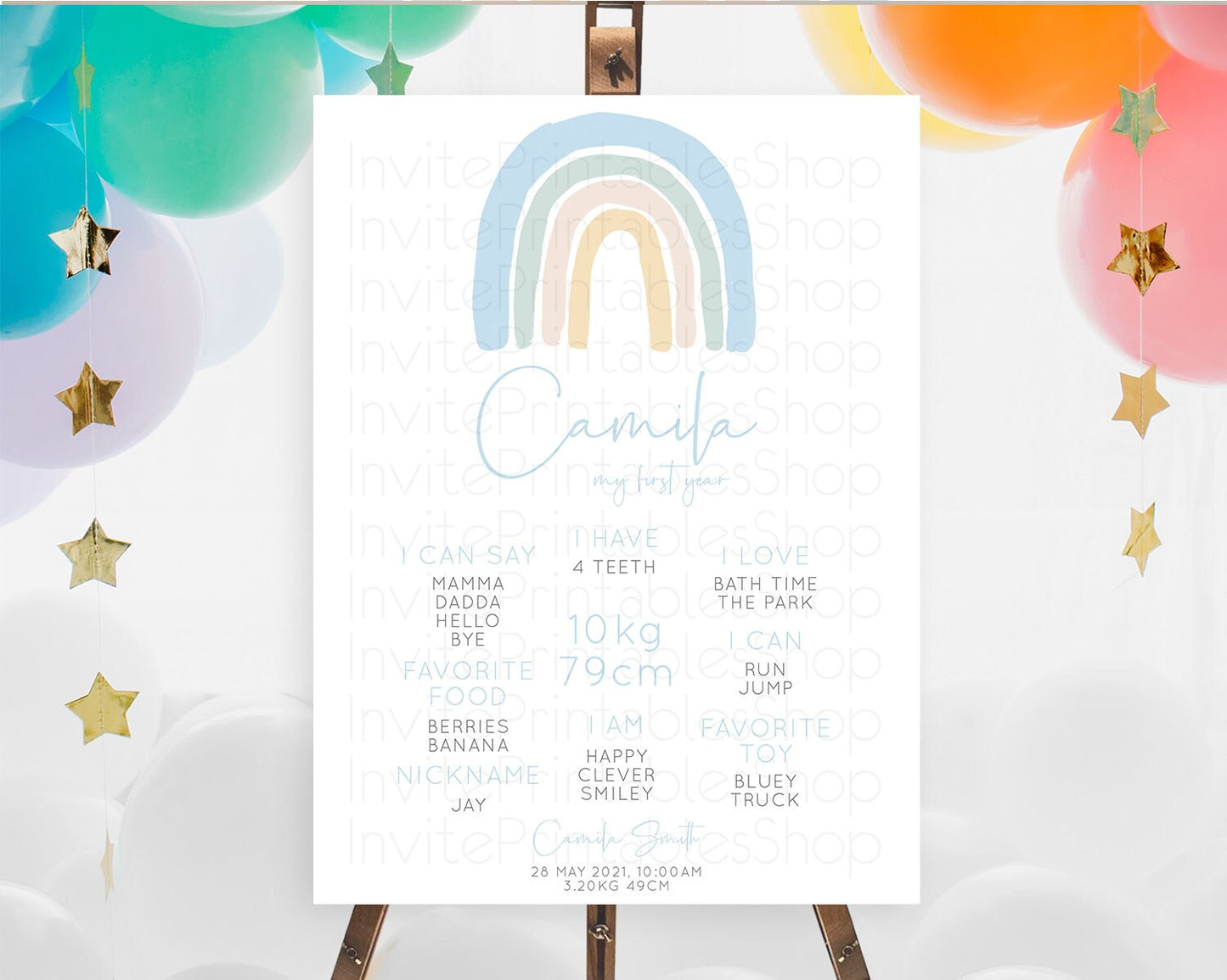 Pastel Rainbow First Birthday Milestone Poster Boho Rainbow Milestone Board Rainbow Milestone Pastel Milestone Rainbow 1st Birthday D10200