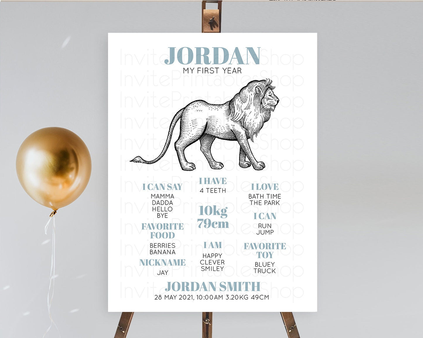 Lion First Birthday Milestone Board Lion Milestone Poster Lion Decor Safari Adventure Palm Leaf Lion First Birthday Welcome Sign D10246