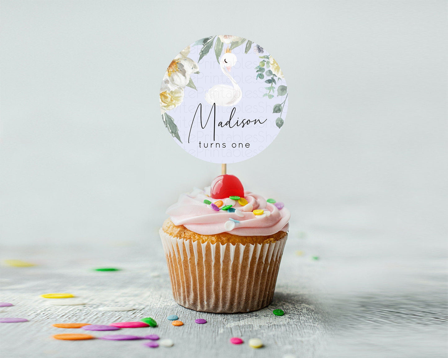 Swan Cupcake Toppers Swan Princess Ballet Cupcake Watercolour Pastel Floral Enchanted Forest Swan Lake Party Decor Secret Garden D10756