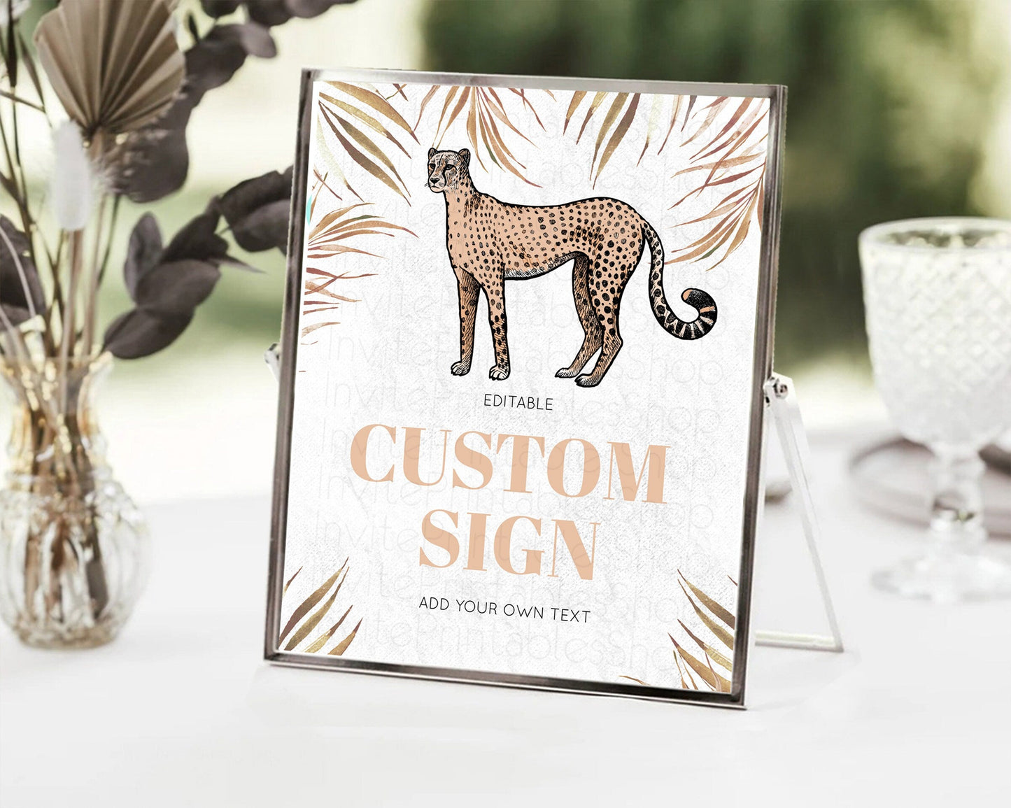 Cheetah Sign Cheetah Party Sign Template Safari Adventure Table Sign Decor Cheetah Minimal Theme 1st Birthday Baptism Baby Shower D10291