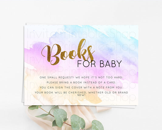 Pastel Books For Baby Card Pastel Rainbow Book Insert Colorful Ombre Watercolor Book Card Confetti Glitter Baby Book Poem Request D11027