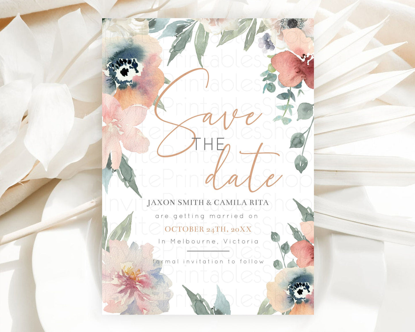 Wildflower Save The Date Template Secret Garden Save The Date Pastel Floral Garden Party Boho Flowers Birthday Baby Shower Wedding D10787