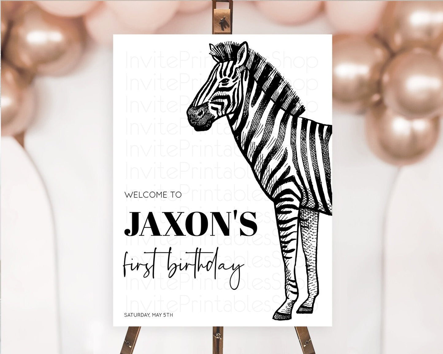 Zebra Welcome Sign Zebra Welcome Board Zebra Welcome Poster Safari Décor Dried Palm Fern Zoo Party Zebra First Birthday Welcome Sign D10249