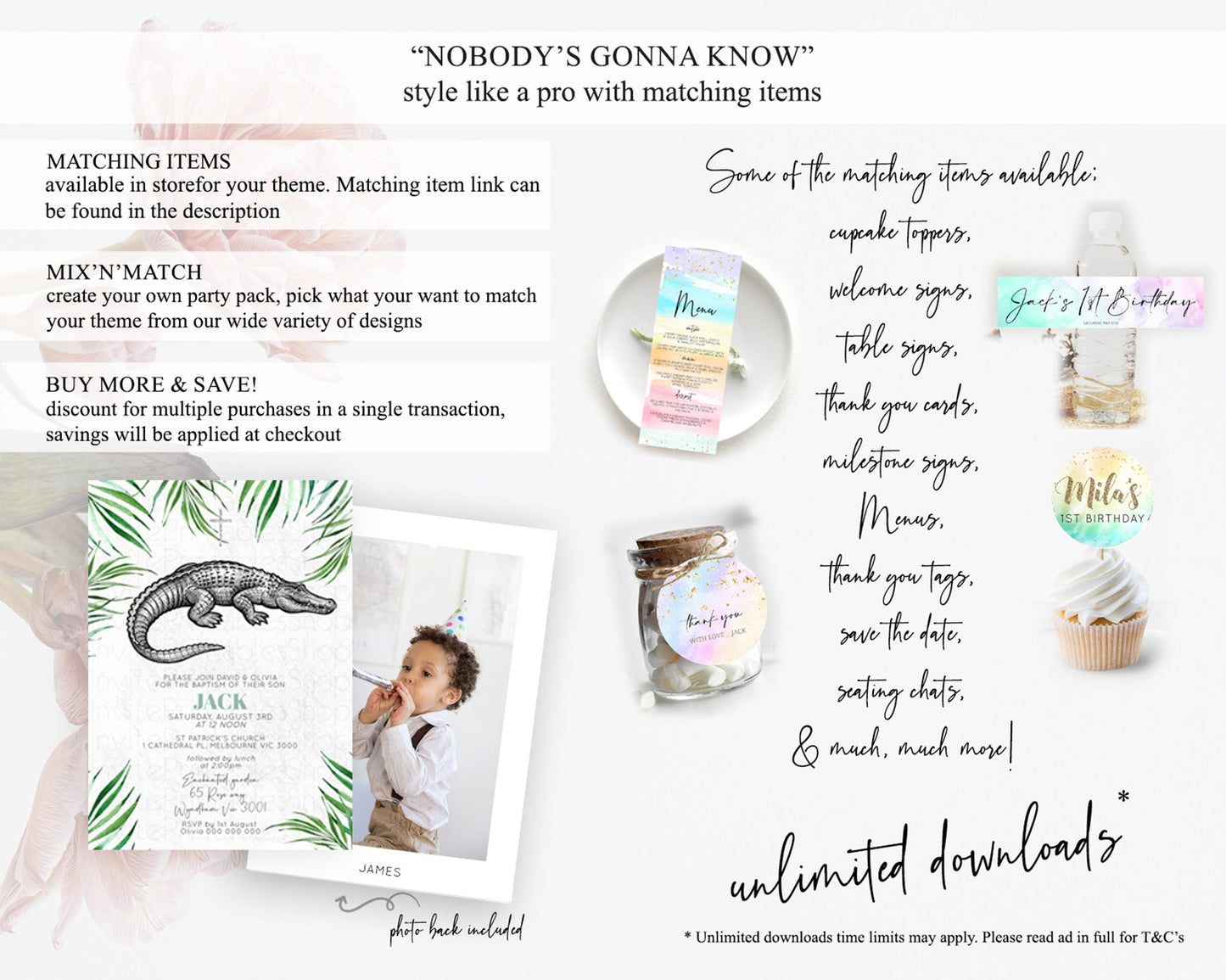 Crocodile Baptism Invitation Alligator Baptism 1st Birthday Invitation Later Alligator Swamp Safari Crocodile Christening Invitation D10847