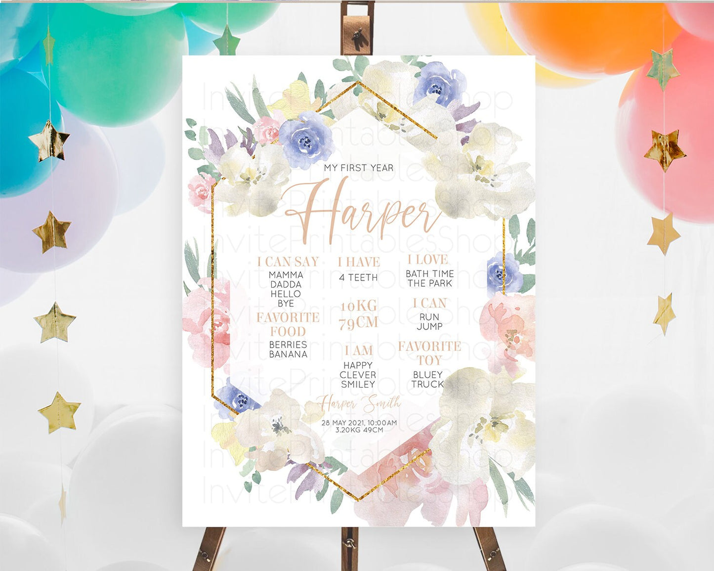 Secret Garden Milestone Board Wildflower First Birthday Milestone Poster Pastel Flowers Milestone Boho Wildflower 1st Birthday Sign D10254