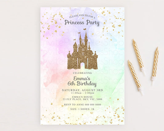 Editable Princess Birthday Invitation Princess Invitation Pastel Invitation