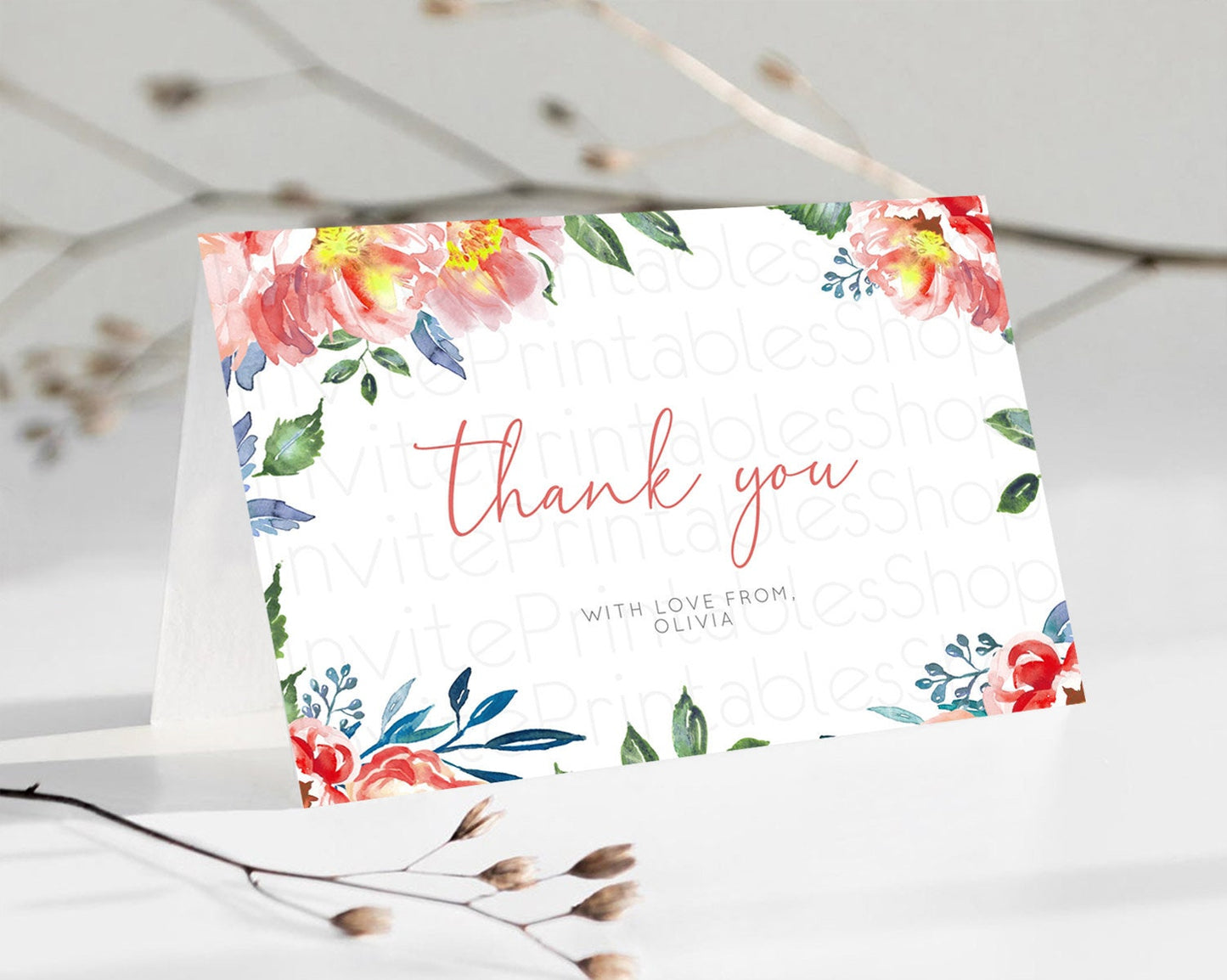 Secret Garden Thank You Wildflower Thank You Card Pastel Flower Garden Birthday Thank You Card Boho Floral Teacher Thank You Card D10751