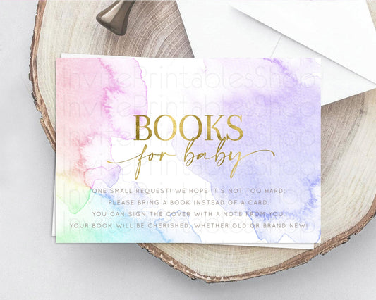 Pastel Books For Baby Card Pastel Rainbow Book Insert Colorful Ombre Watercolor Book Card Confetti Glitter Baby Book Poem Request D10215