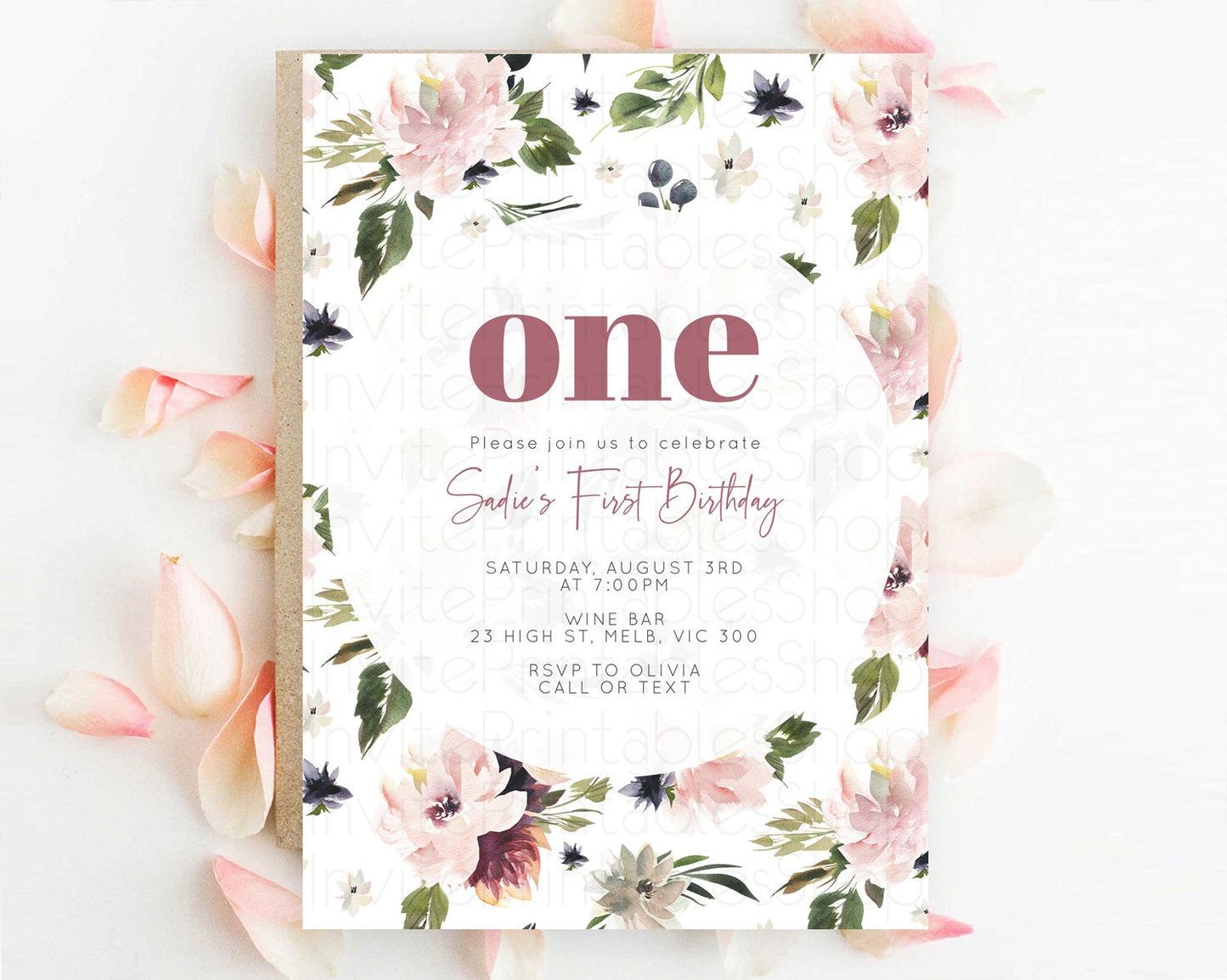 Secret Garden Invitation Wildflower Birthday Invitation Pastel Flowers Invite Enchanted Garden Boho Floral 3rd 2nd First Birthday D10538