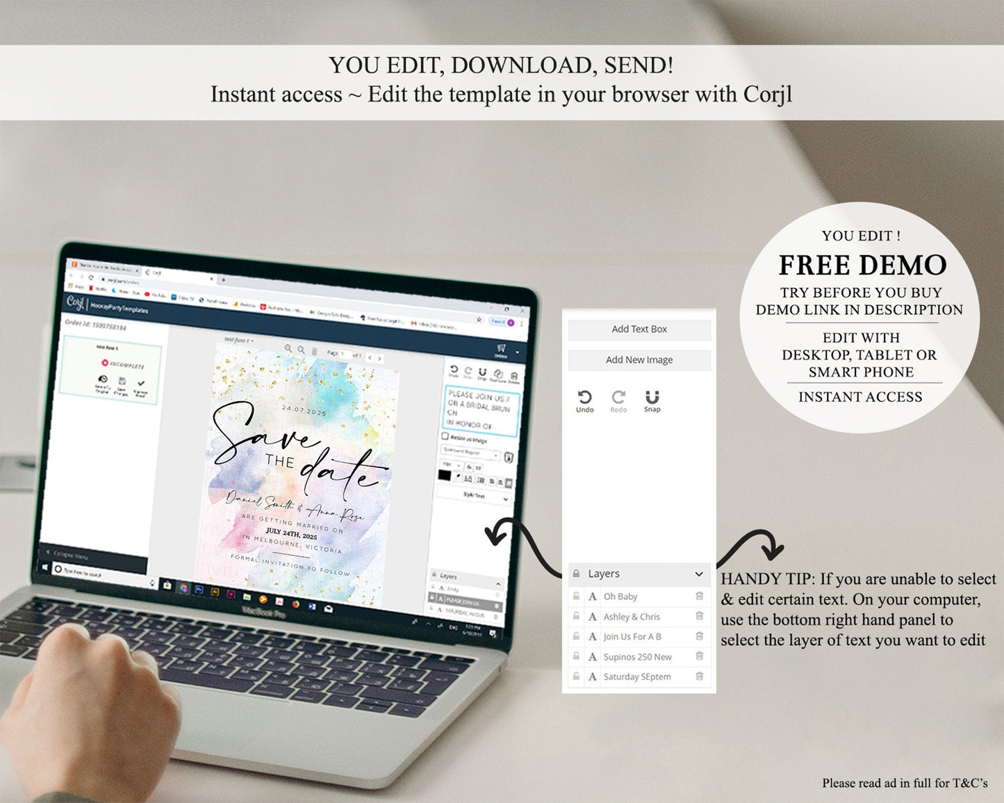 Pastel Save The Date Template Pastel Ombre Rainbow Watercolor Colorful Party For Birthday Baptism Baby Shower Wedding Bridal Shower D10420