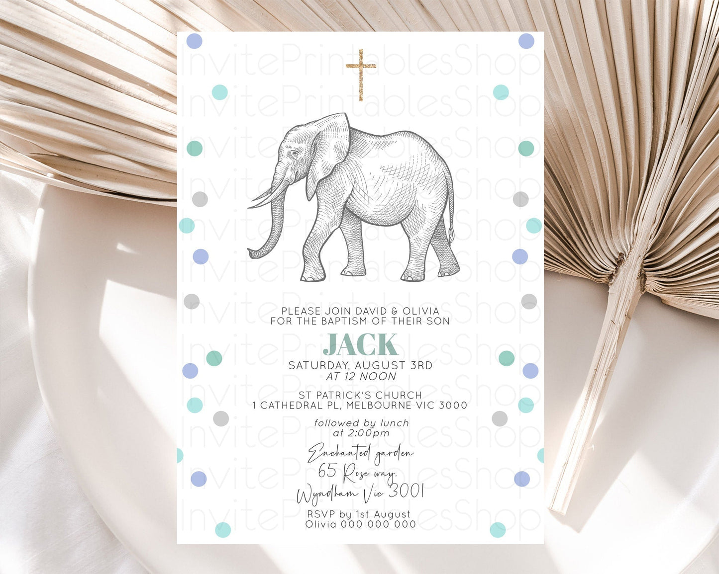 Elephant Baptism Invitation Elephant Baptism 1st Birthday Invitation Safari Christening Invitation TWO Wild ONE Jungle Adventure Zoo D10859