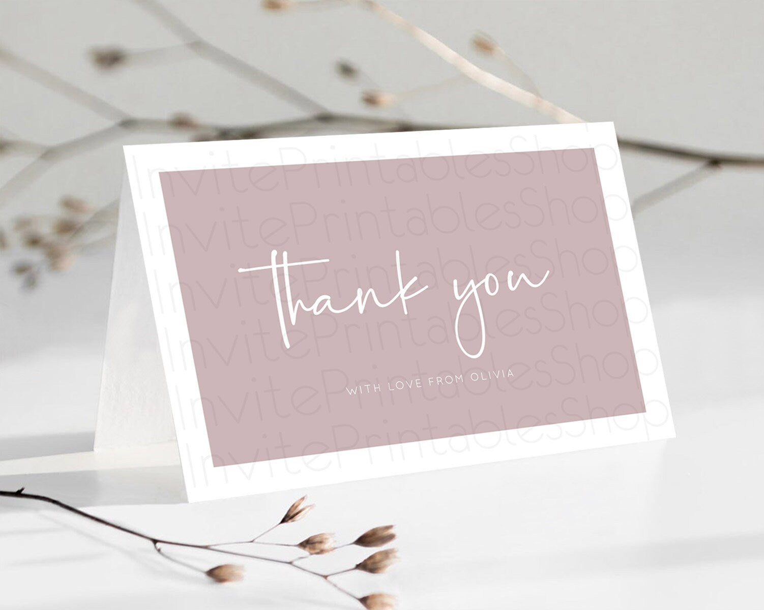Editable Pink Thank You Pastel Pink Thank You Card Pink Birthday Thank You C