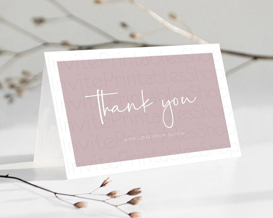 Editable Pink Thank You Pastel Pink Thank You Card Pink Birthday Thank You C