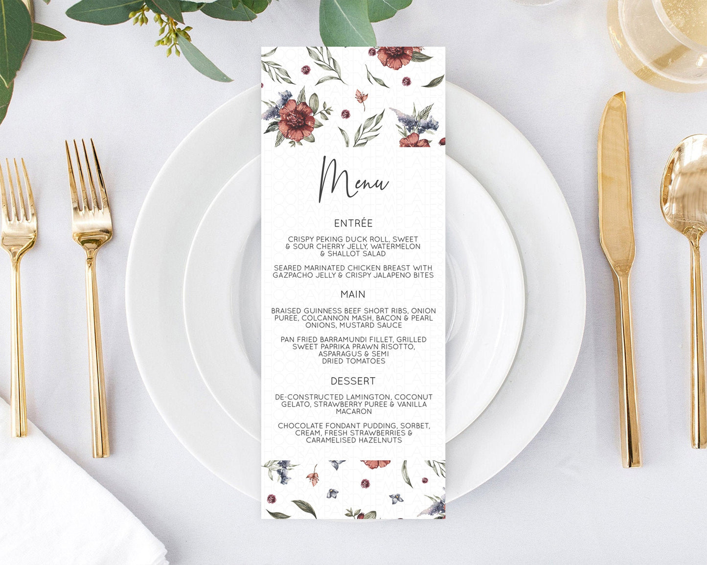 Secret Garden Menu Wildflower Menu Template Pastel Flower Garden Table Decor Boho Floral Dinner Dessert Floral Party Food Menu D10503