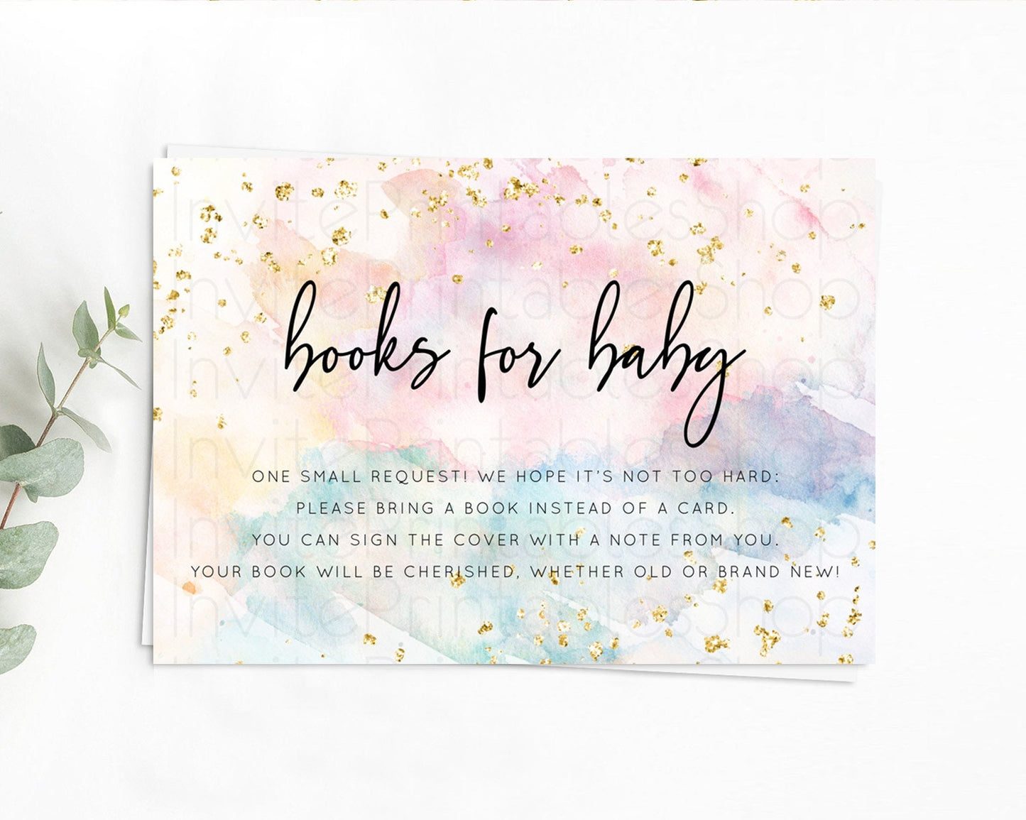 Pastel Books For Baby Card Pastel Rainbow Book Insert Colorful Ombre Watercolor Book Card Confetti Glitter Baby Book Poem Request D10276