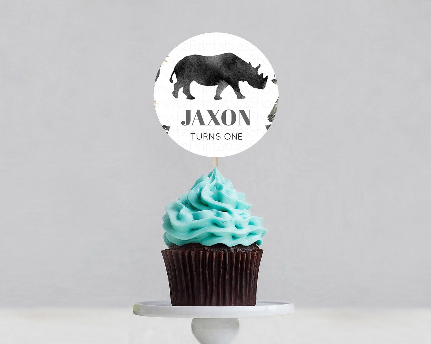Rhino Cupcake Toppers Rhino Cupcake Rhino Take A Cupcake Toppers Rhino Safari Adventure Decor Zoo Party Rhino Palm Leaf Decor D10805
