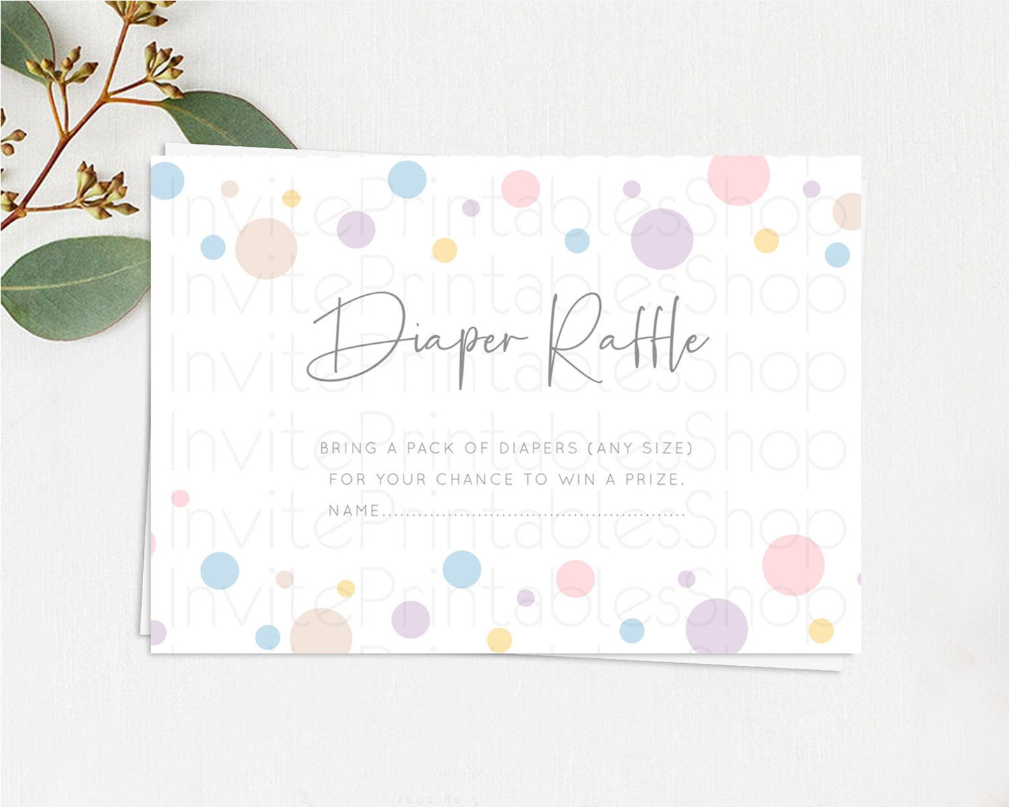 Rainbow Diaper Raffle Card Pastel Sprinkles Diaper Raffle Insert Rainbow Confetti Diaper Ticket Colorful Bubbles Pastel Raffle Game D10759