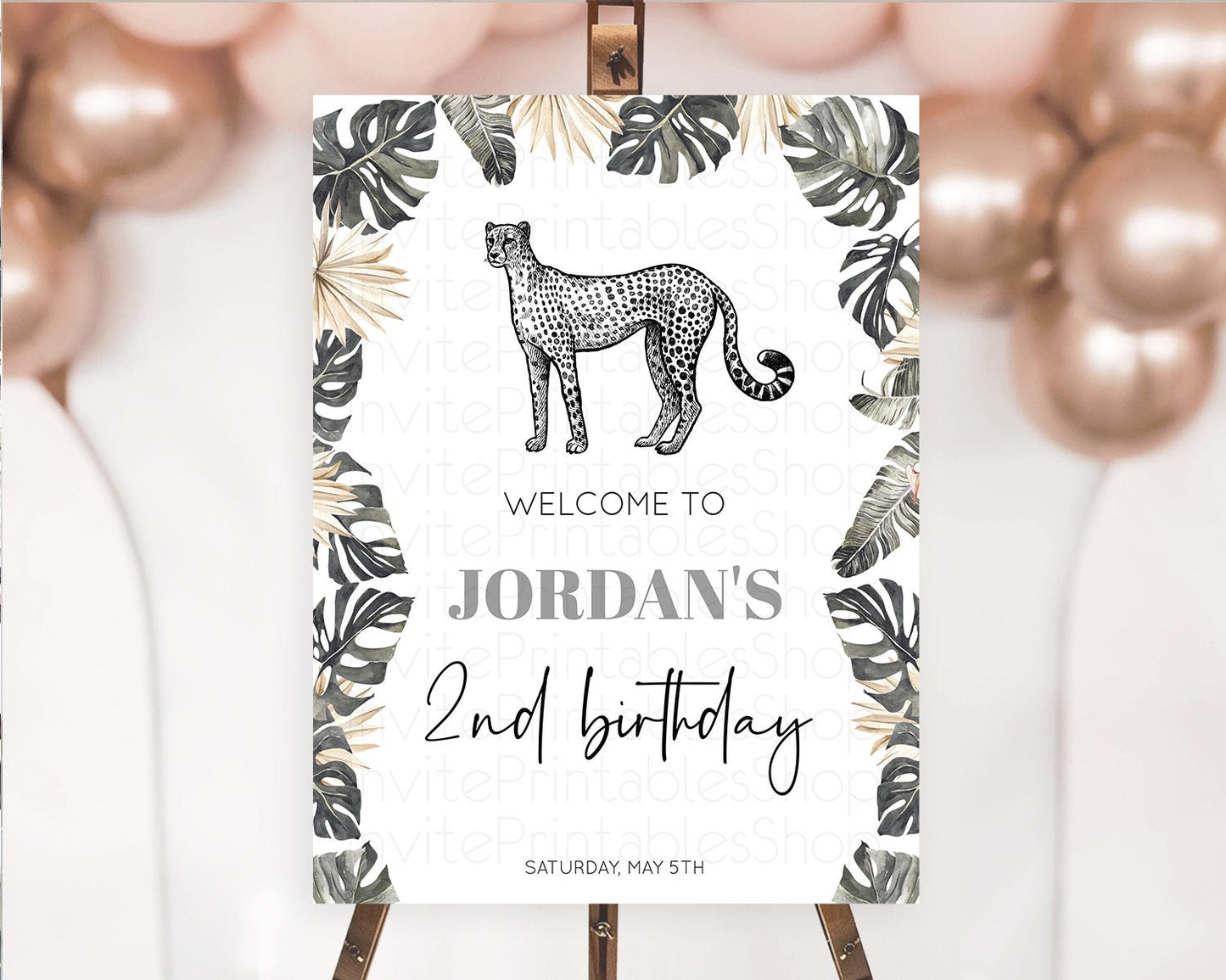 Cheetah Welcome Sign Cheetah Welcome Board Cheetah Party Welcome Poster Safari Adventure Decor Cheetah First Birthday Welcome Sign D10823