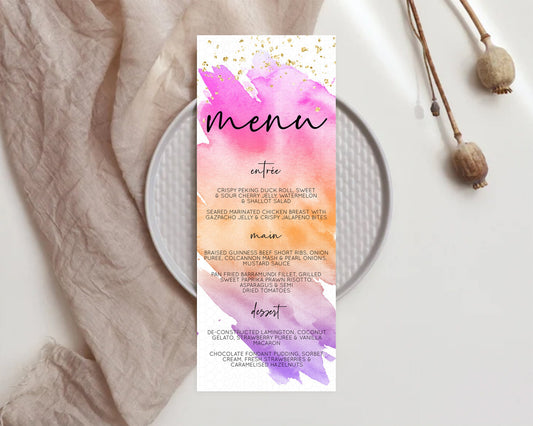Editable Pastel Menu Pastel Rainbow Menu Template Colorful Pastel Table Deco