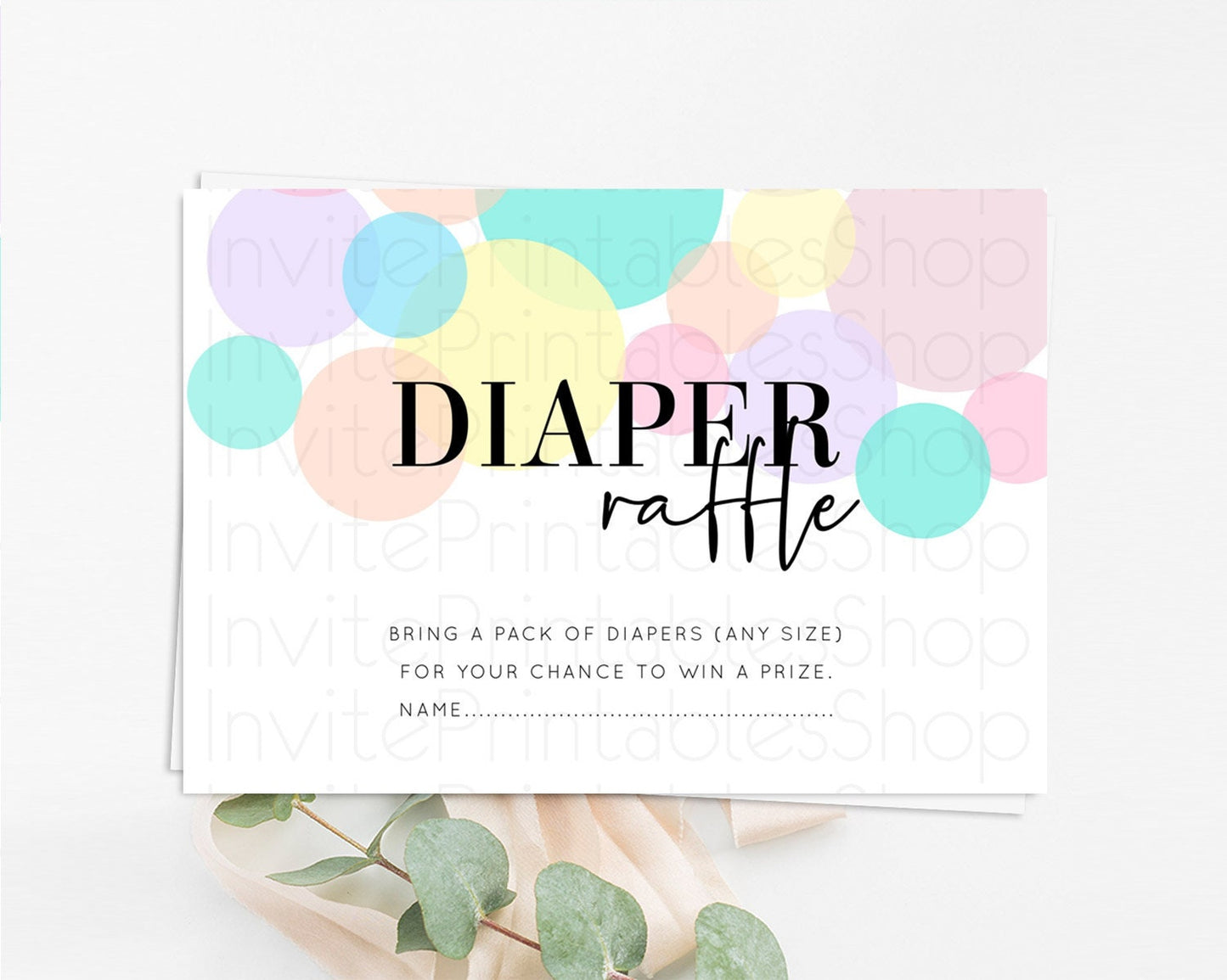 Pastel Diaper Raffle Card Pastel Rainbow Diaper Raffle Insert Colorful Ombre Watercolor Diaper Ticket Confetti Glitter Raffle Game D10223