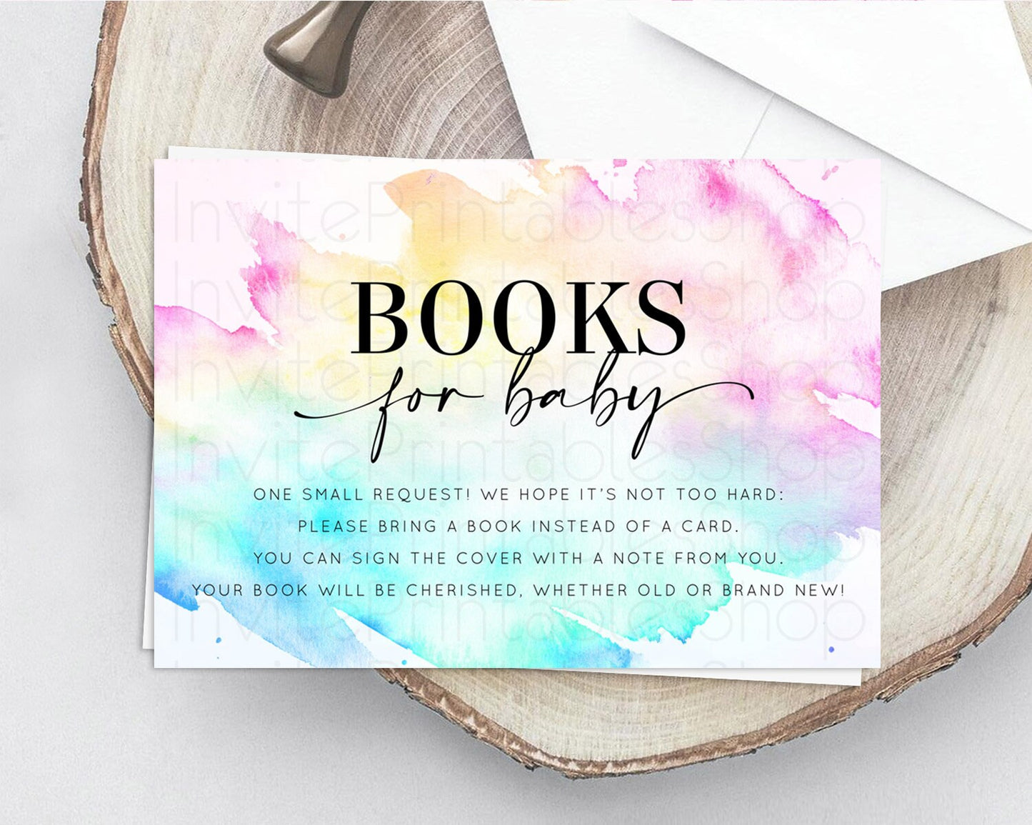 Pastel Books For Baby Card Pastel Rainbow Book Insert Colorful Ombre Watercolor Book Card Confetti Glitter Baby Book Poem Request D11020