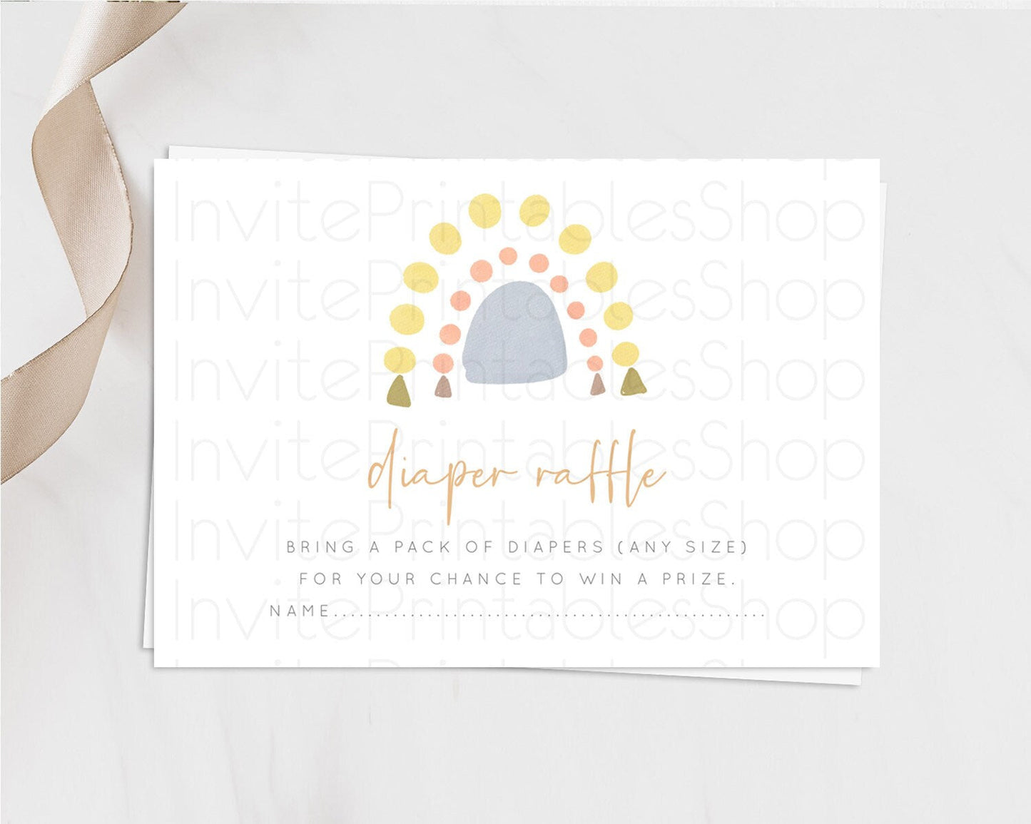Pastel Rainbow Diaper Raffle Card Boho Rainbow Diaper Insert Boho Rainbow Diaper Ticket Pastel Watercolor Baby Shower Raffle Game D10688