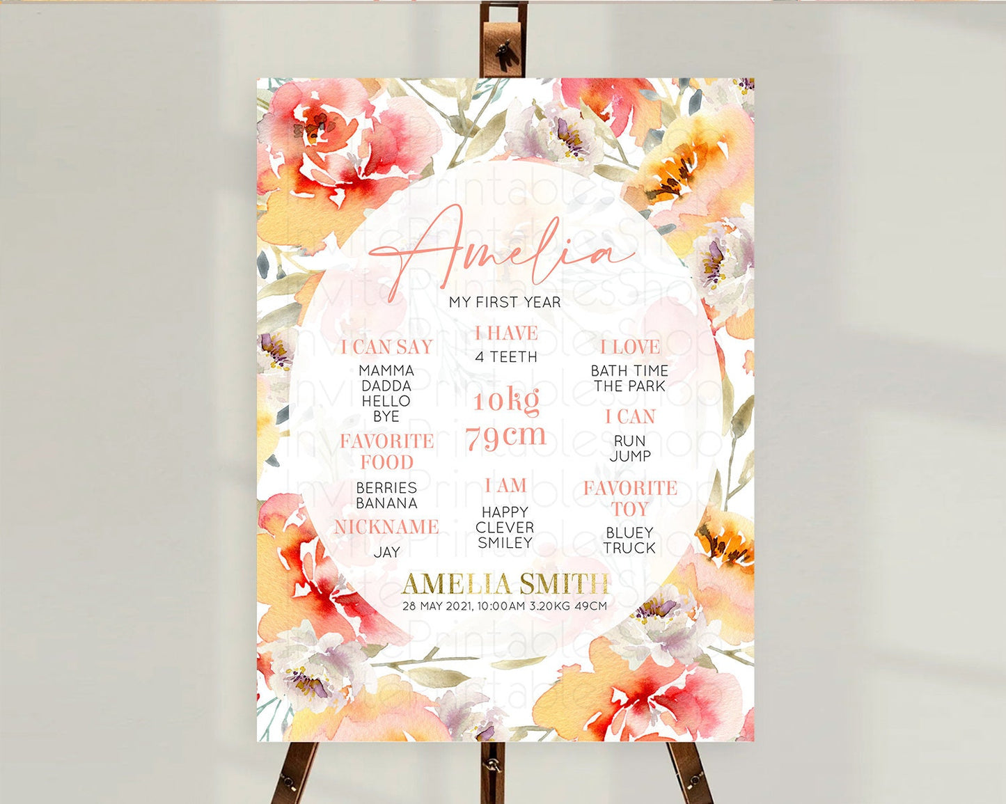 Secret Garden Milestone Board Wildflower First Birthday Milestone Poster Pastel Flowers Milestone Boho Wildflower 1st Birthday Sign D10280