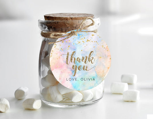 Editable Pastel Thank You Tags Rainbow Thank You Gift Tags Colorful Pastel F