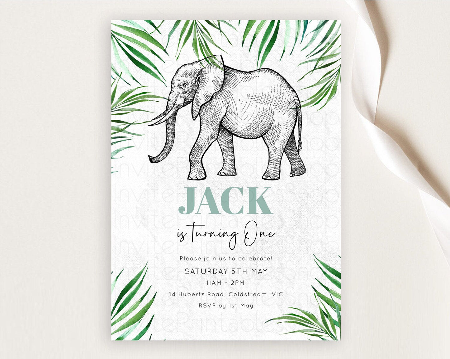 Elephant Birthday Invitation Elephant Invitation Elephant Birthday Safari Elephant Party TWO Wild ONE Jungle Adventure Zoo Birthday D10850
