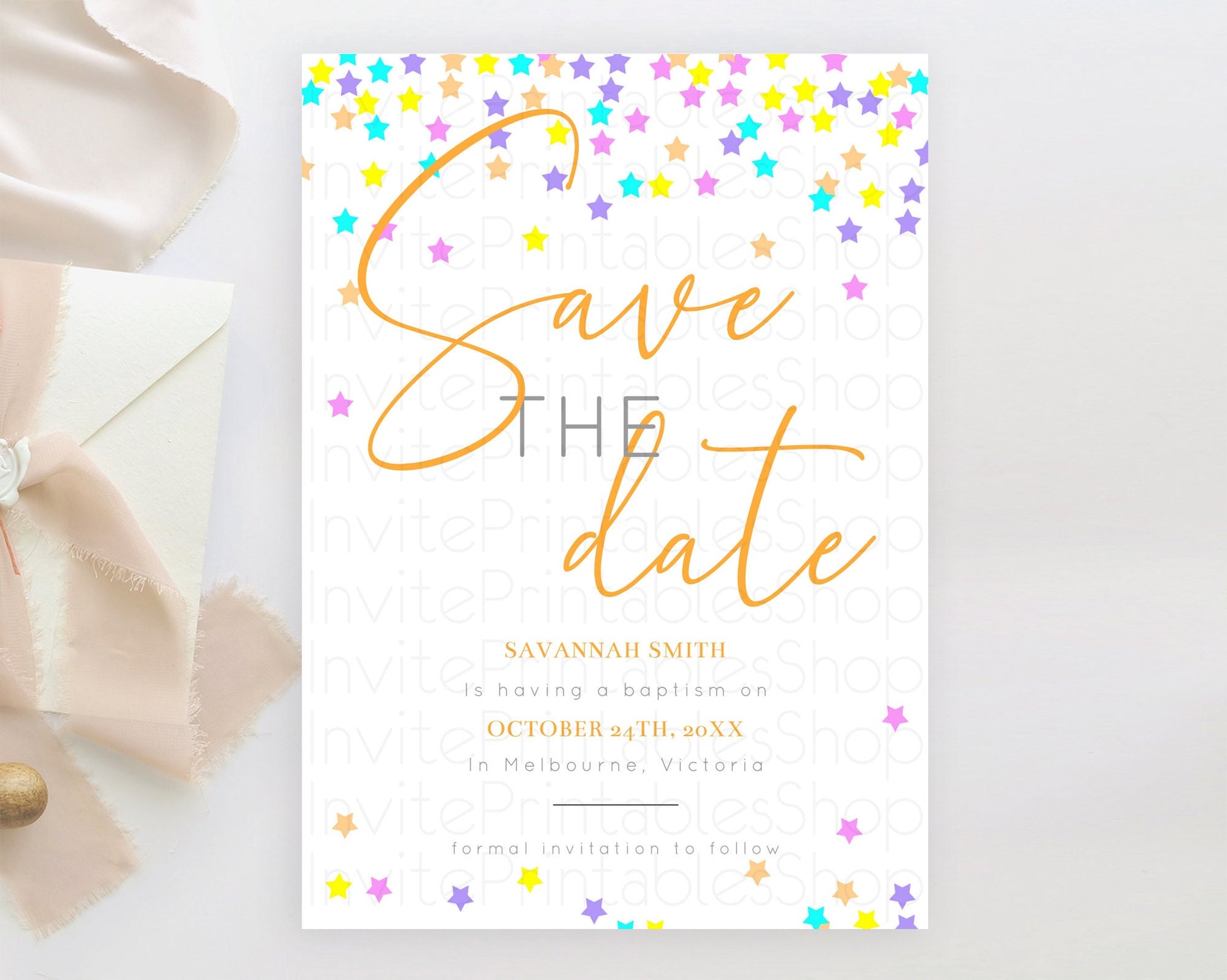 Editable Twinkle Stars Save The Date Template Pastel Twinkle Little Star Par