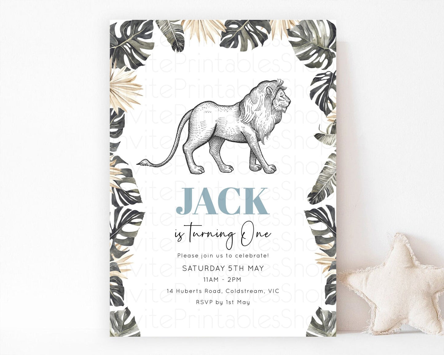 Lion Birthday Invitation Lion Invitation Modern Safari Lion Party 2 Wild 1 Safari Adventure Zoo Birthday Minimalist Lion Invites D10807