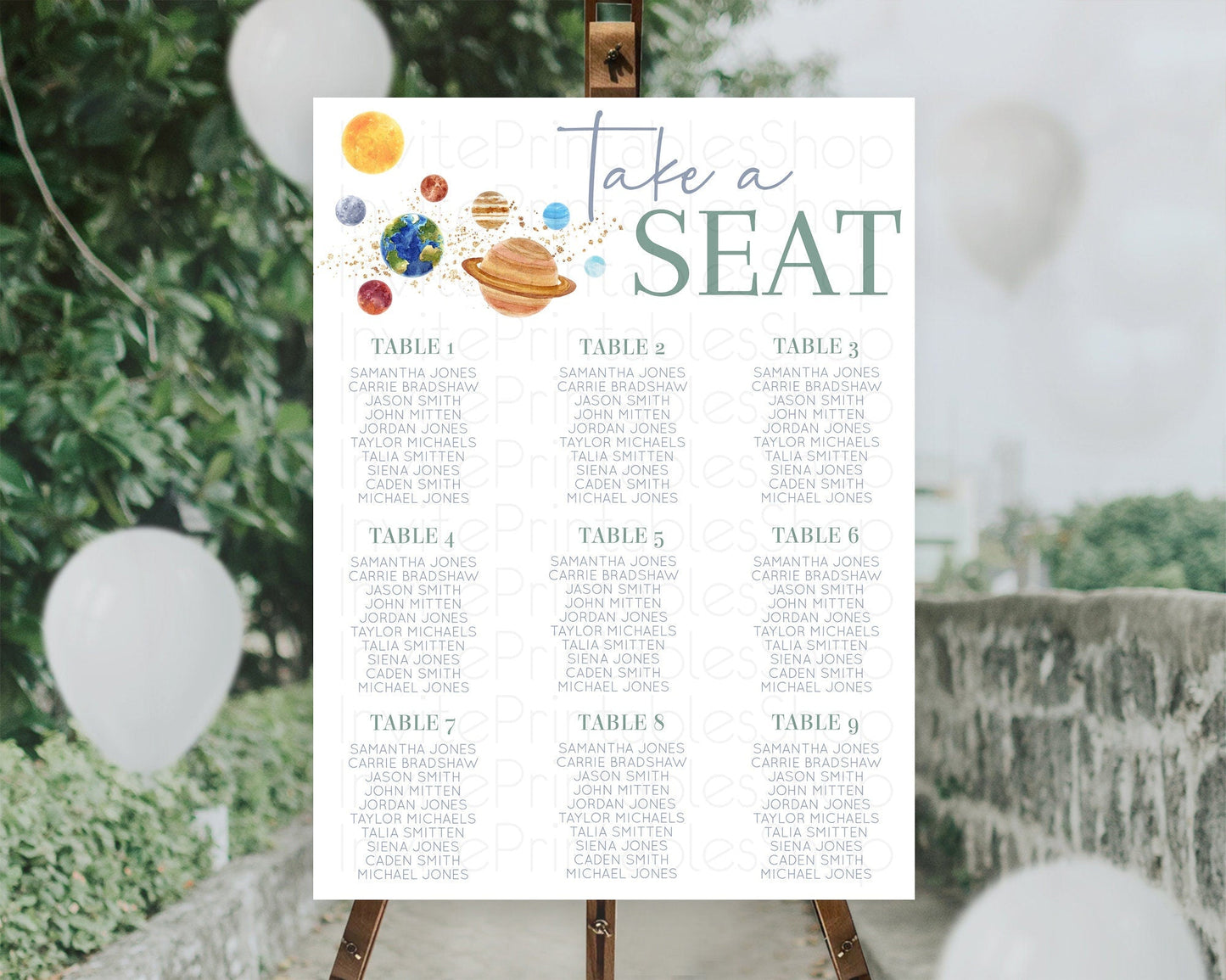 Space Seating Chart Space Seating Decor First Trip Around the Sun Decor Decor Sky Stars Planets Milkyway Solar System Take A Seat D10598