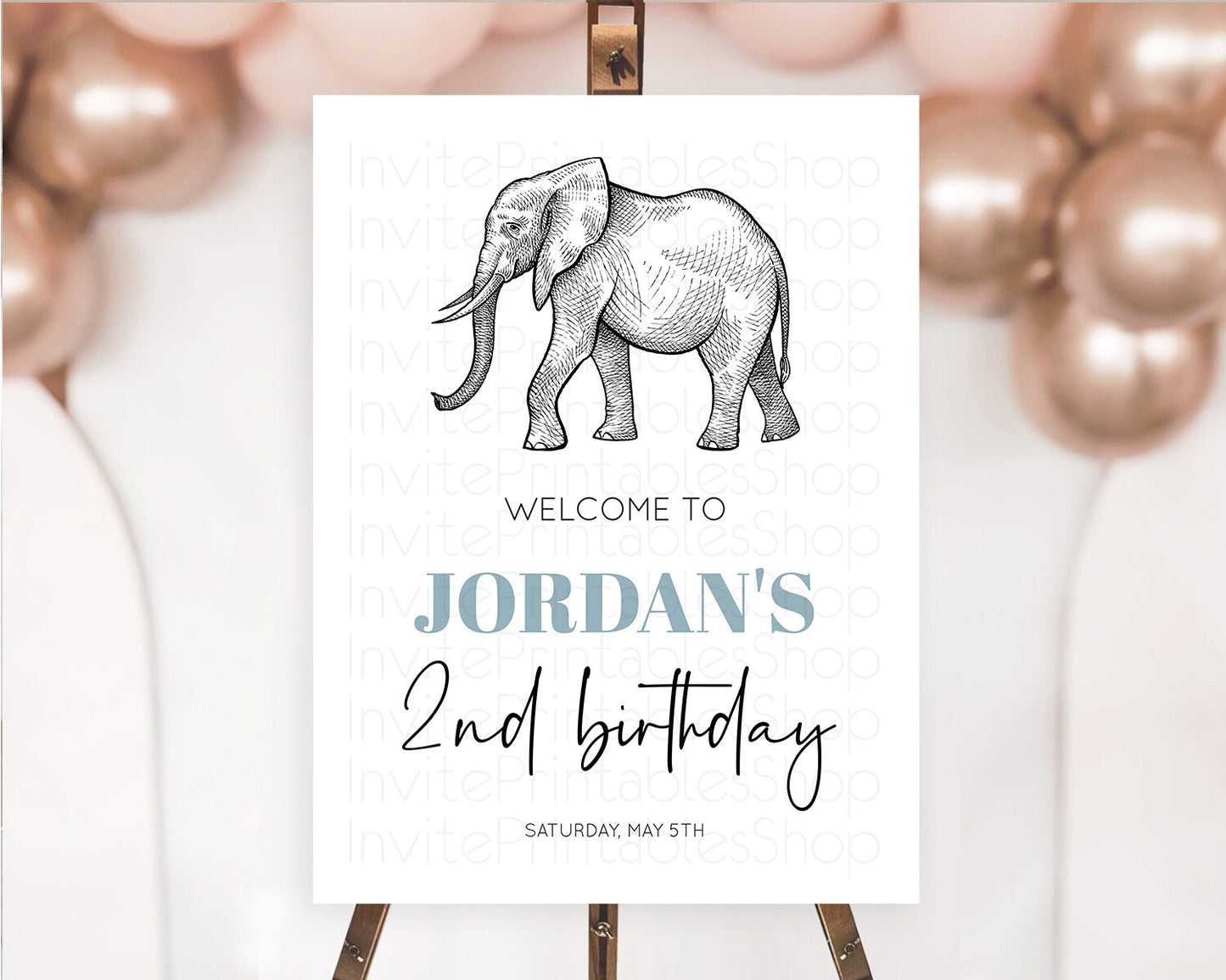 Elephant Welcome Sign Elephant Welcome Board Elephant Party Welcome Poster Safari Party Decor Elephant First Birthday Welcome Sign D10248