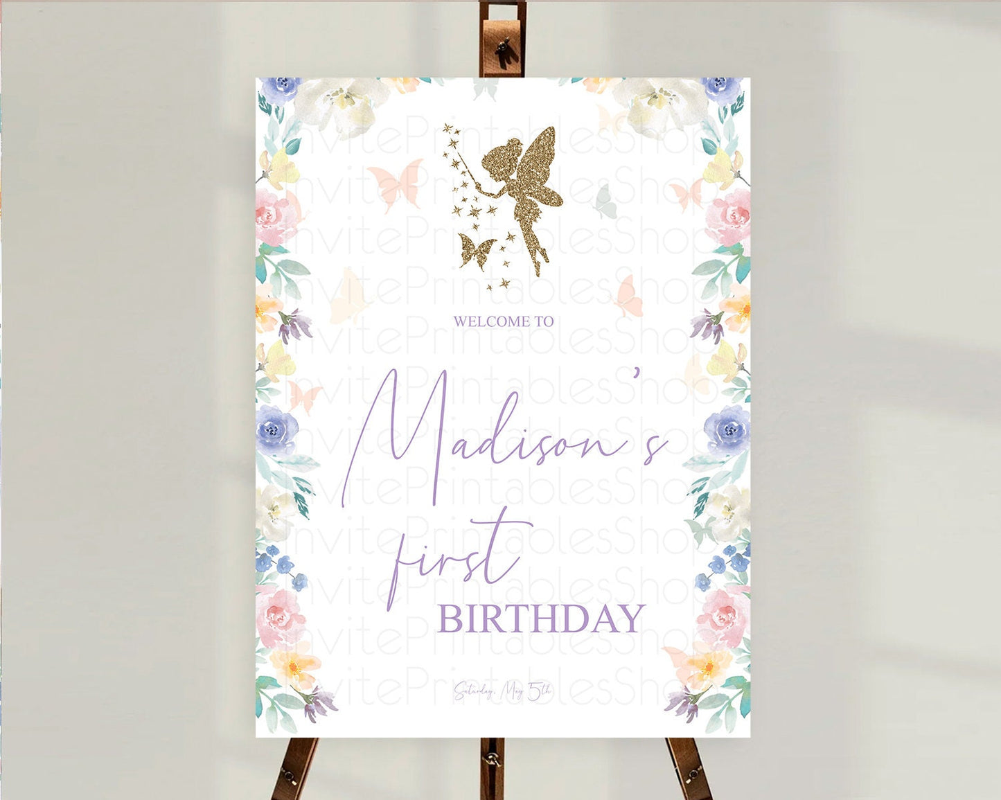 Fairy Welcome Sign Fairy Welcome Board Enchanted Garden Pastel Floral Butterfly Decor Secret Garden First Birthday Welcome Sign D10761