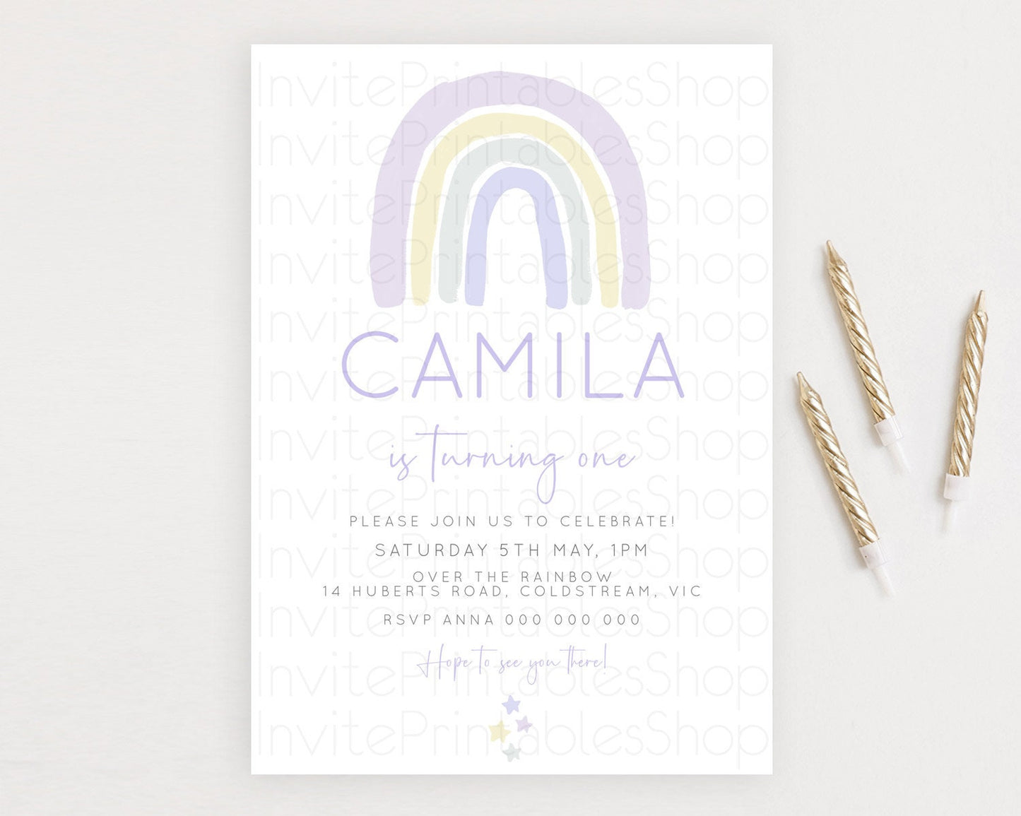 Pastel Rainbow Birthday Invitation Pastel Rainbow Invitation Rainbow Invitation Pastel Invitation Boho Rainbow 1st First Birthday D23105