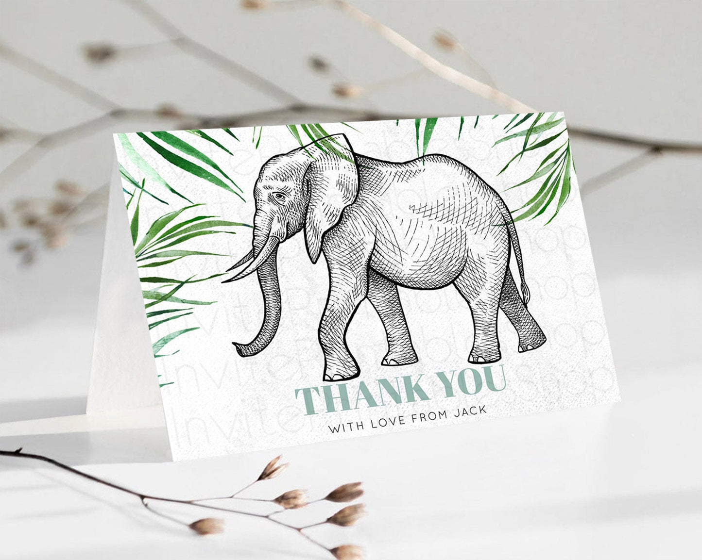 Pastel Elephant Thank You Rainbow Elephant Thank You Card Colorful Rainbow Birthday Thank You Pastel Teacher Thank You Card Template D10850