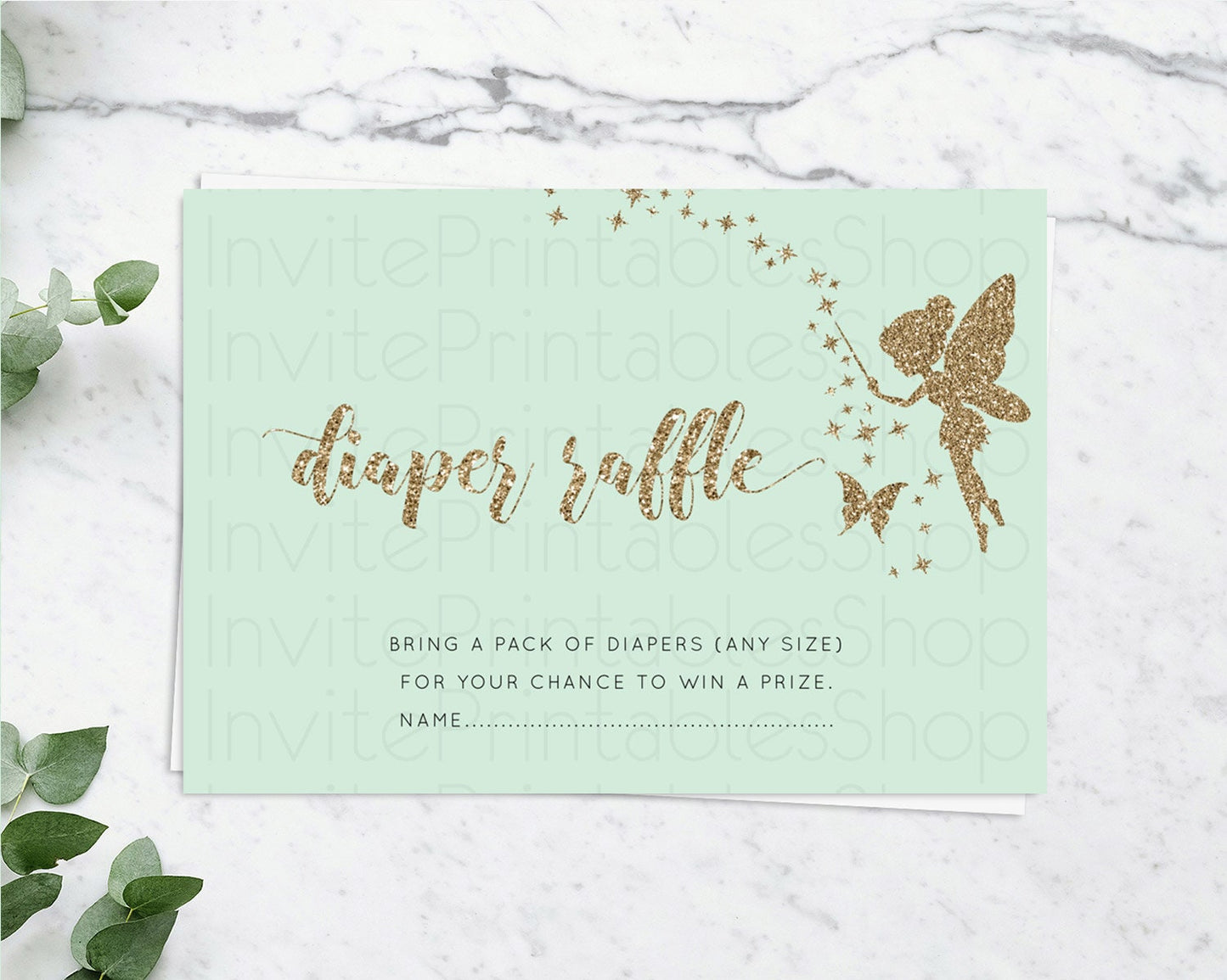 Editable Fairy Diaper Raffle Card Fairy Diaper Insert Enchanted Garden Fairy